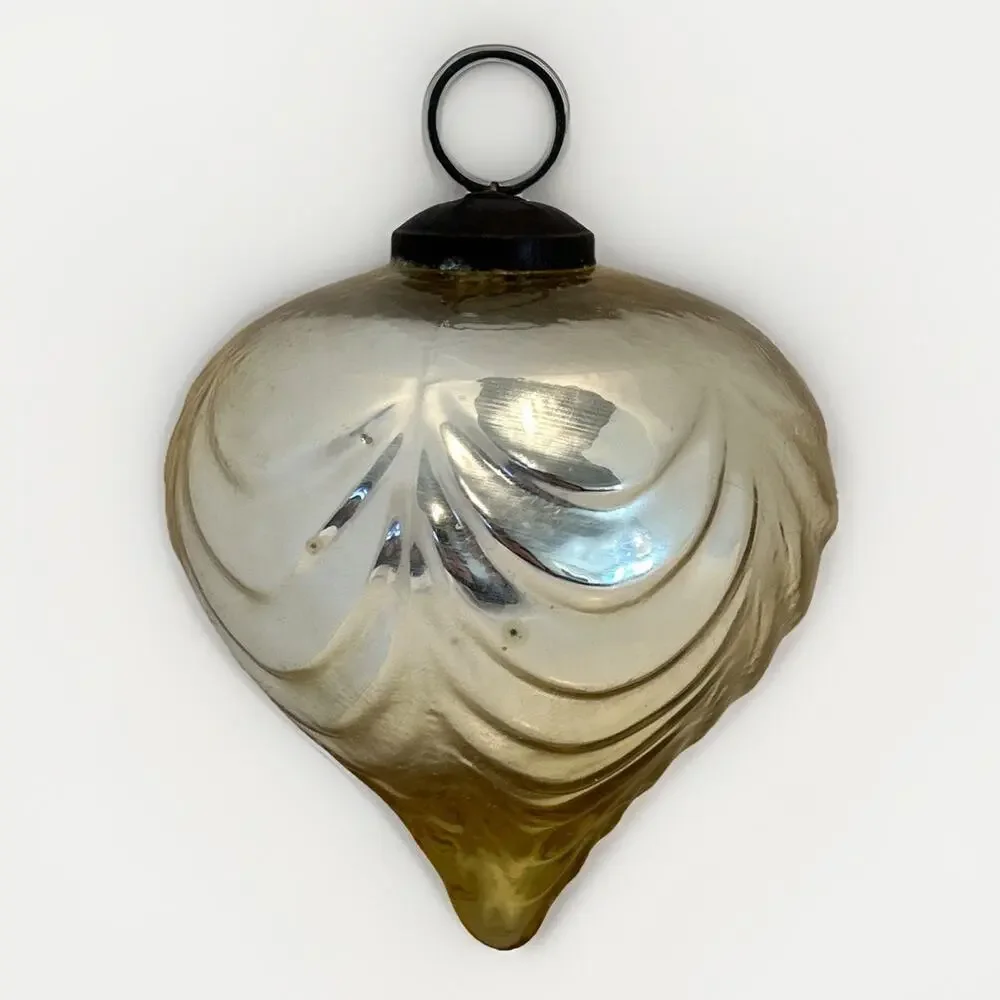 Pottery Barn Mercury Glass Kugel Style Gold Ornament Scallop /draped Design